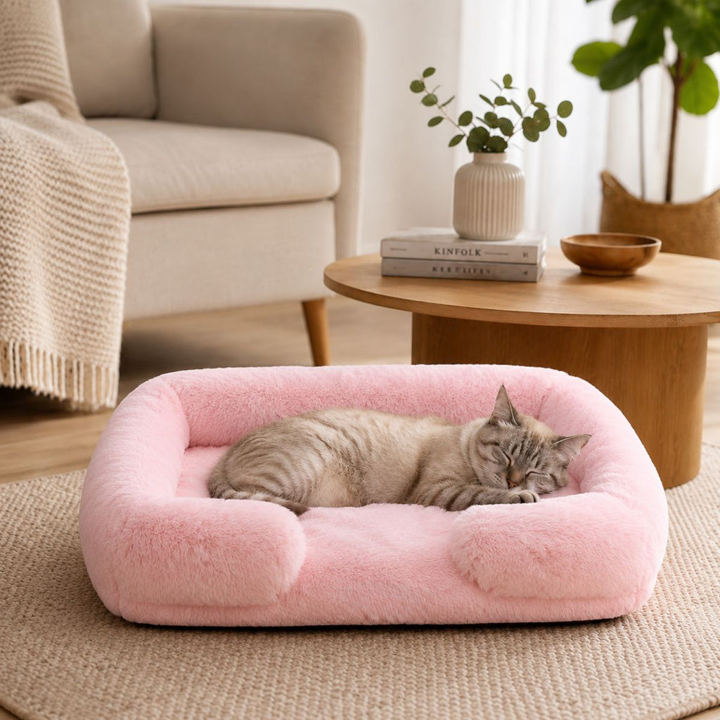 Panier pour Chat Moelleux | Coussin Nid Douillet à Rebords — Le Flocon