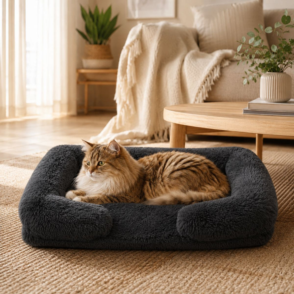 Panier pour Chat Moelleux | Coussin Nid Douillet à Rebords — Le Flocon