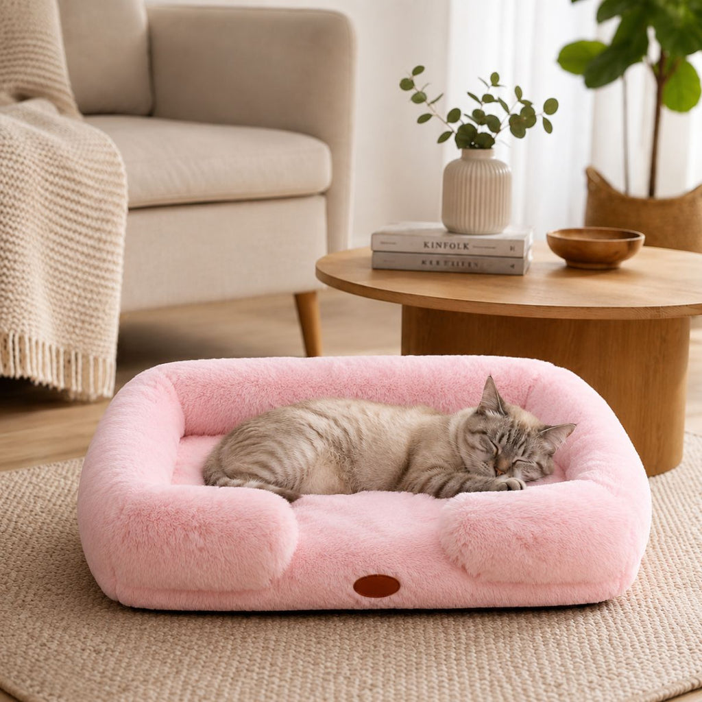 Panier pour Chat Moelleux | Coussin Nid Douillet à Rebords — Le Flocon