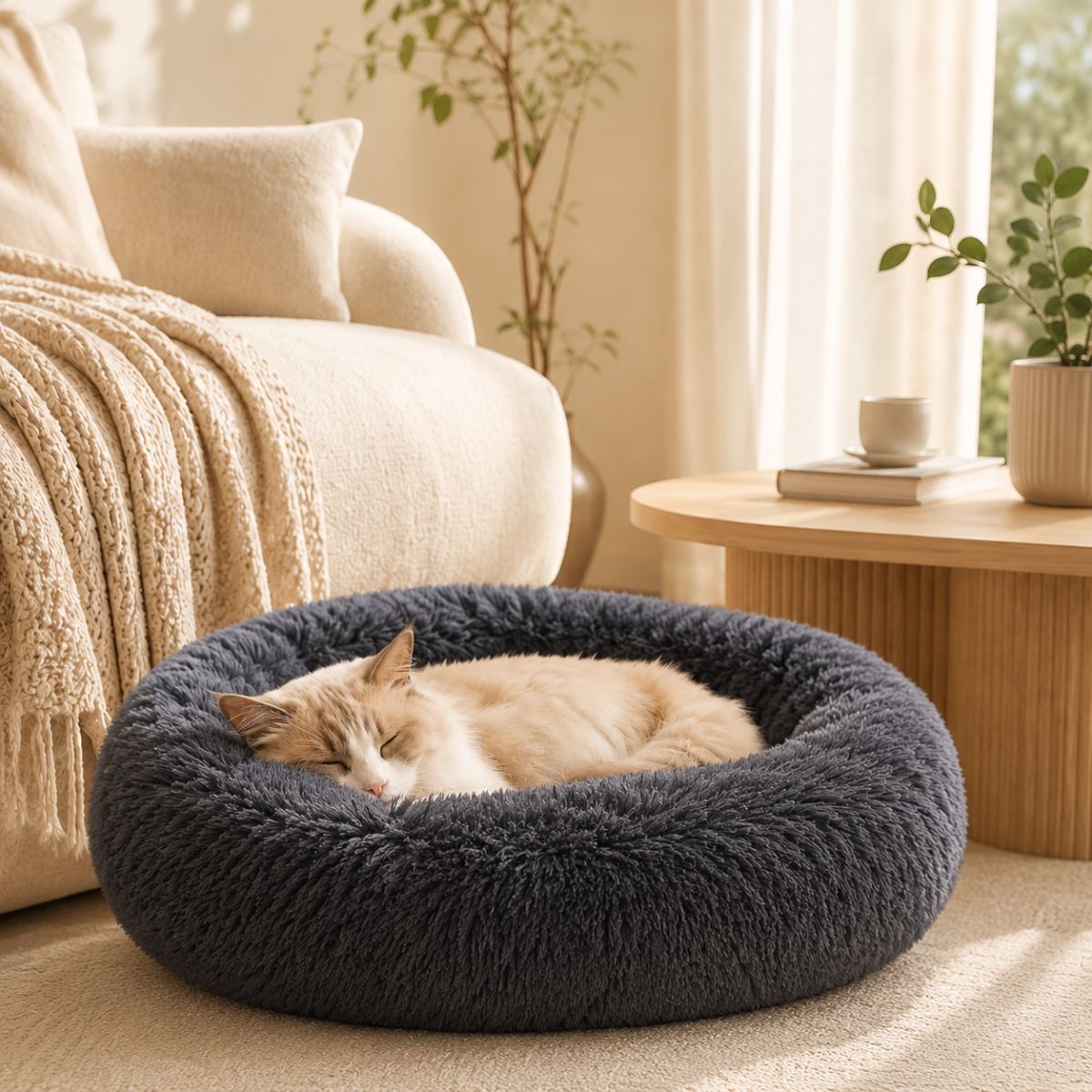 Panier pour Chat Rond Moelleux | Coussin Nid Cocooning — La Lune