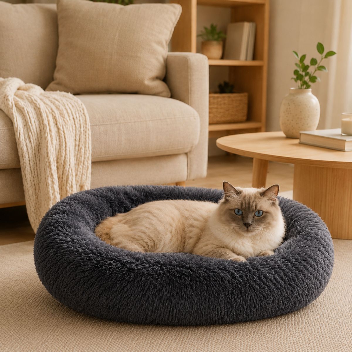 Panier pour Chat Rond Moelleux | Coussin Nid Cocooning — La Lune