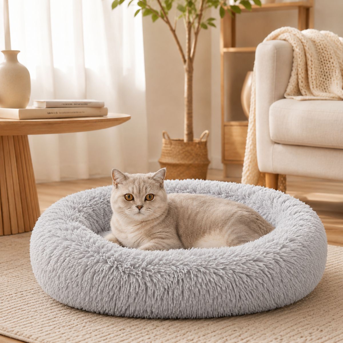 Panier pour Chat Rond Moelleux | Coussin Nid Cocooning — La Lune