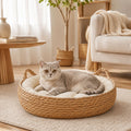 Panier Chat Osier Tressé | Coussin Nid Naturel & Design — Le Berceau