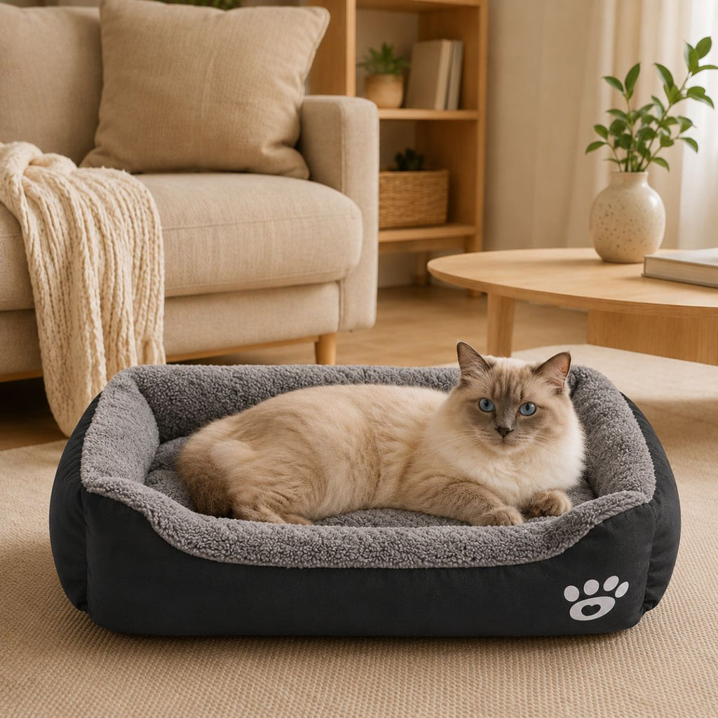 Panier pour Chat Bicolore à Rebords | Coussin Nid Toutes Saisons — Le Divan