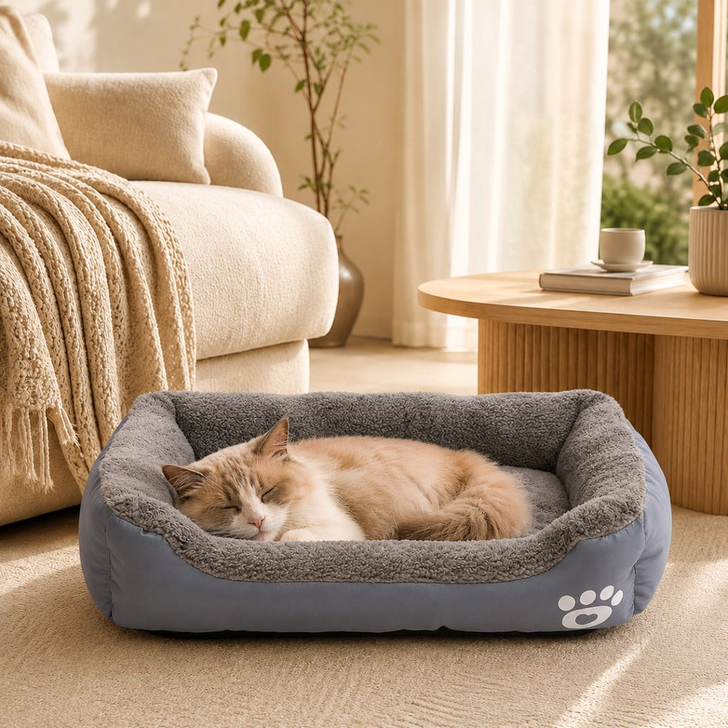 Panier pour Chat Bicolore à Rebords | Coussin Nid Toutes Saisons — Le Divan