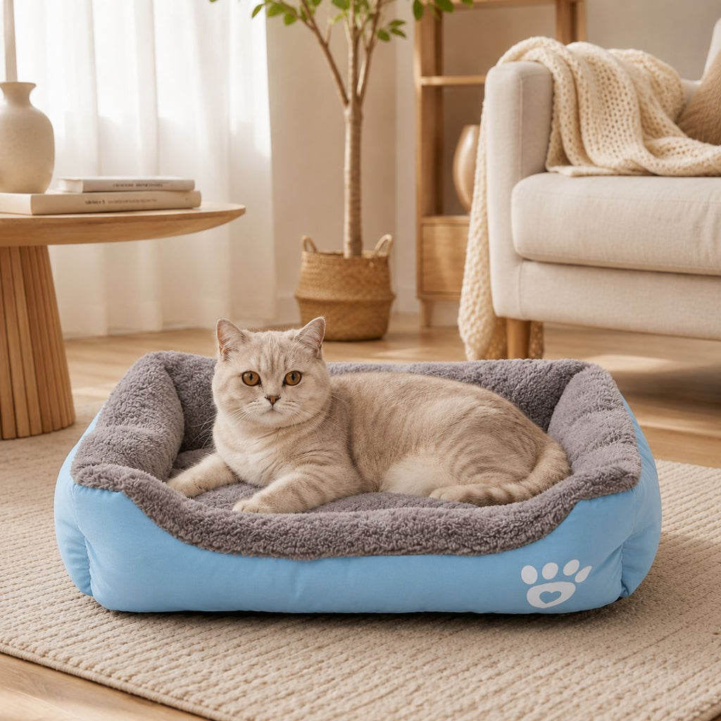 Panier pour Chat Bicolore à Rebords | Coussin Nid Toutes Saisons — Le Divan