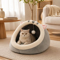 Niche pour Chat Demi-Dôme à Oreilles | Nid Cocon avec Pompom — L'Arche