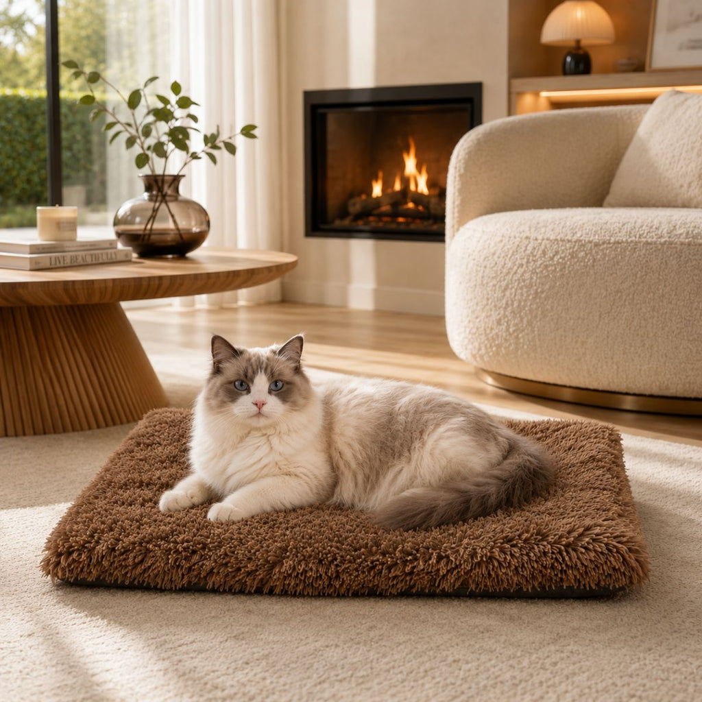 Tapis pour Chat en Peluche Longue | Couchage Plat Toutes Saisons — Le Nuage