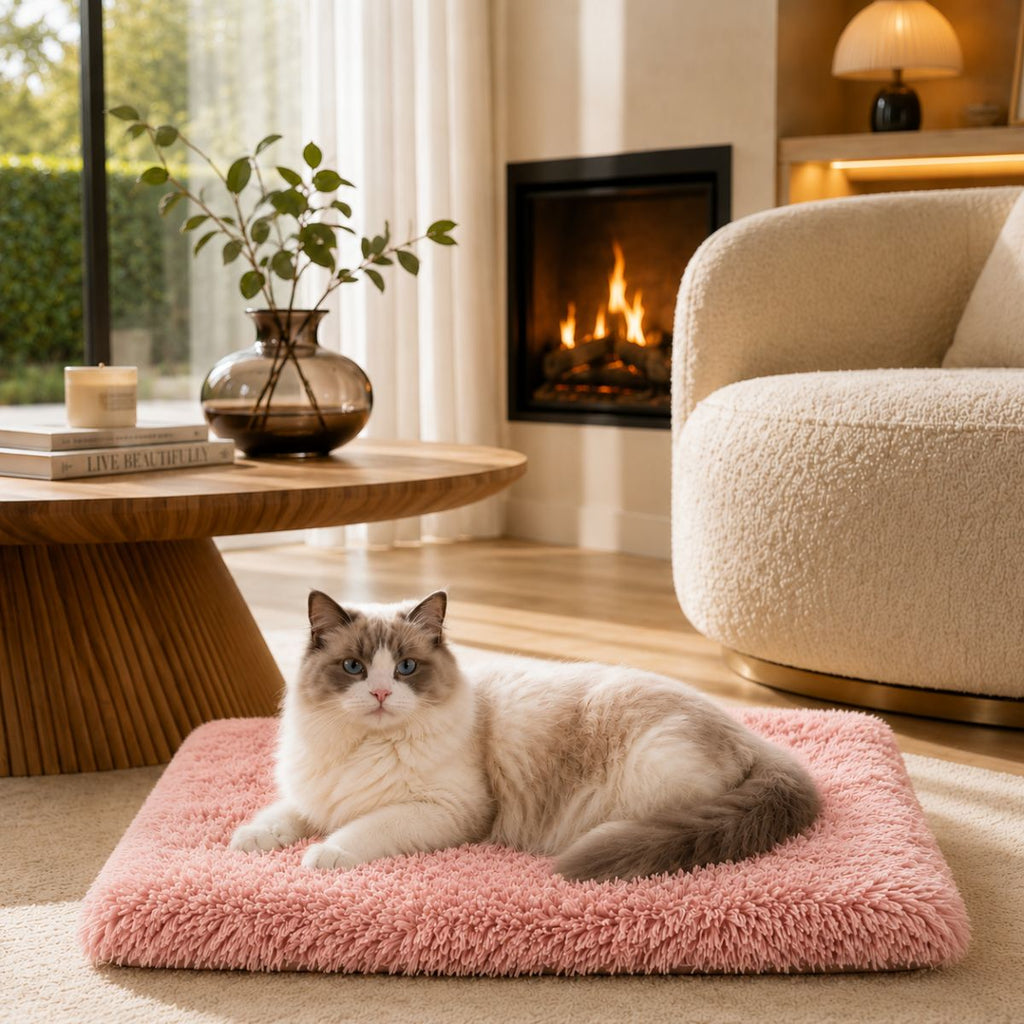 Tapis pour Chat en Peluche Longue | Couchage Plat Toutes Saisons — Le Nuage