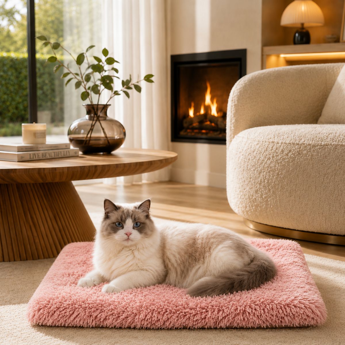 Tapis pour Chat en Peluche Longue | Couchage Plat Toutes Saisons — Le Nuage