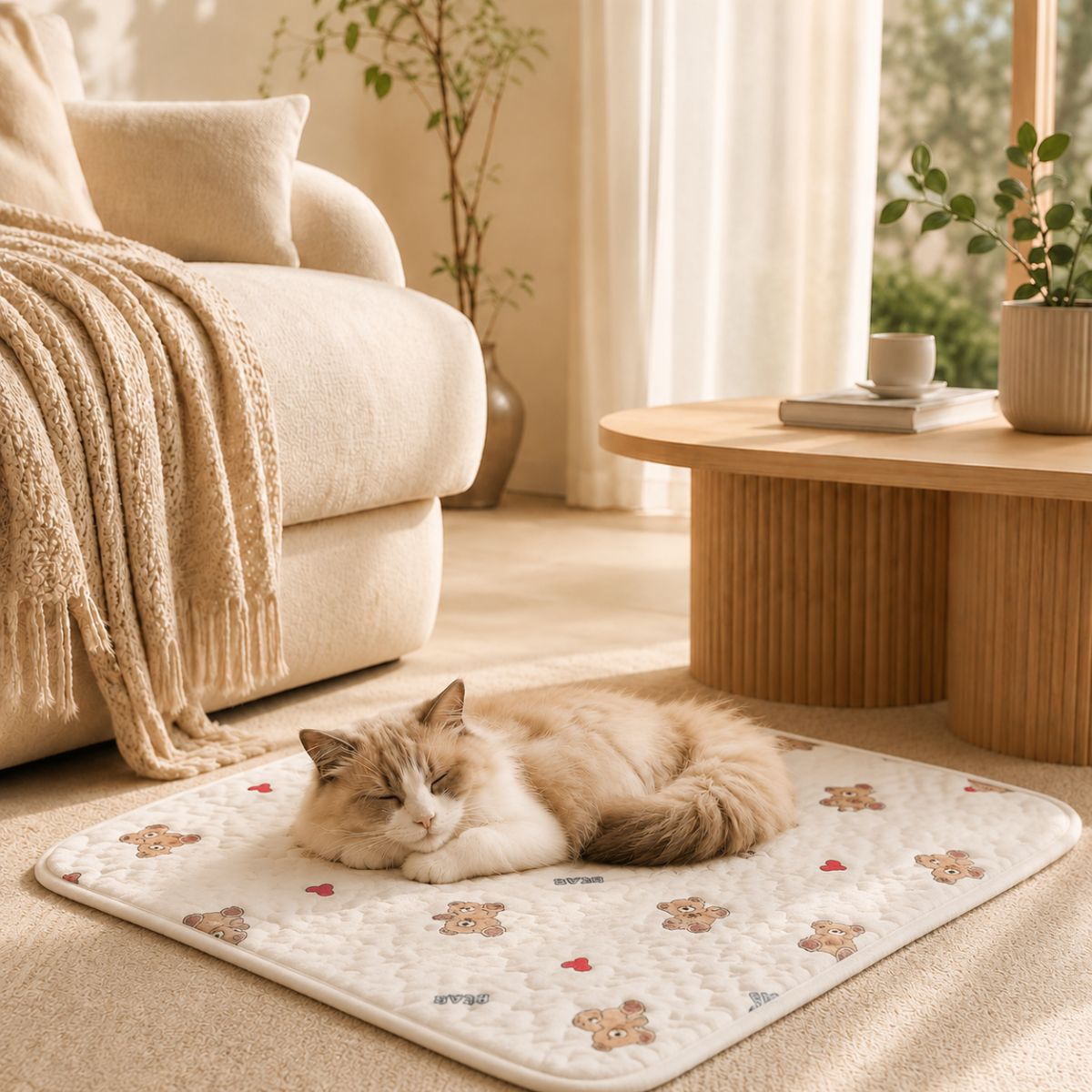 Tapis Rafraîchissant pour Chat à Motifs | Coussin Couchage Été Imprimé — Le Doudou