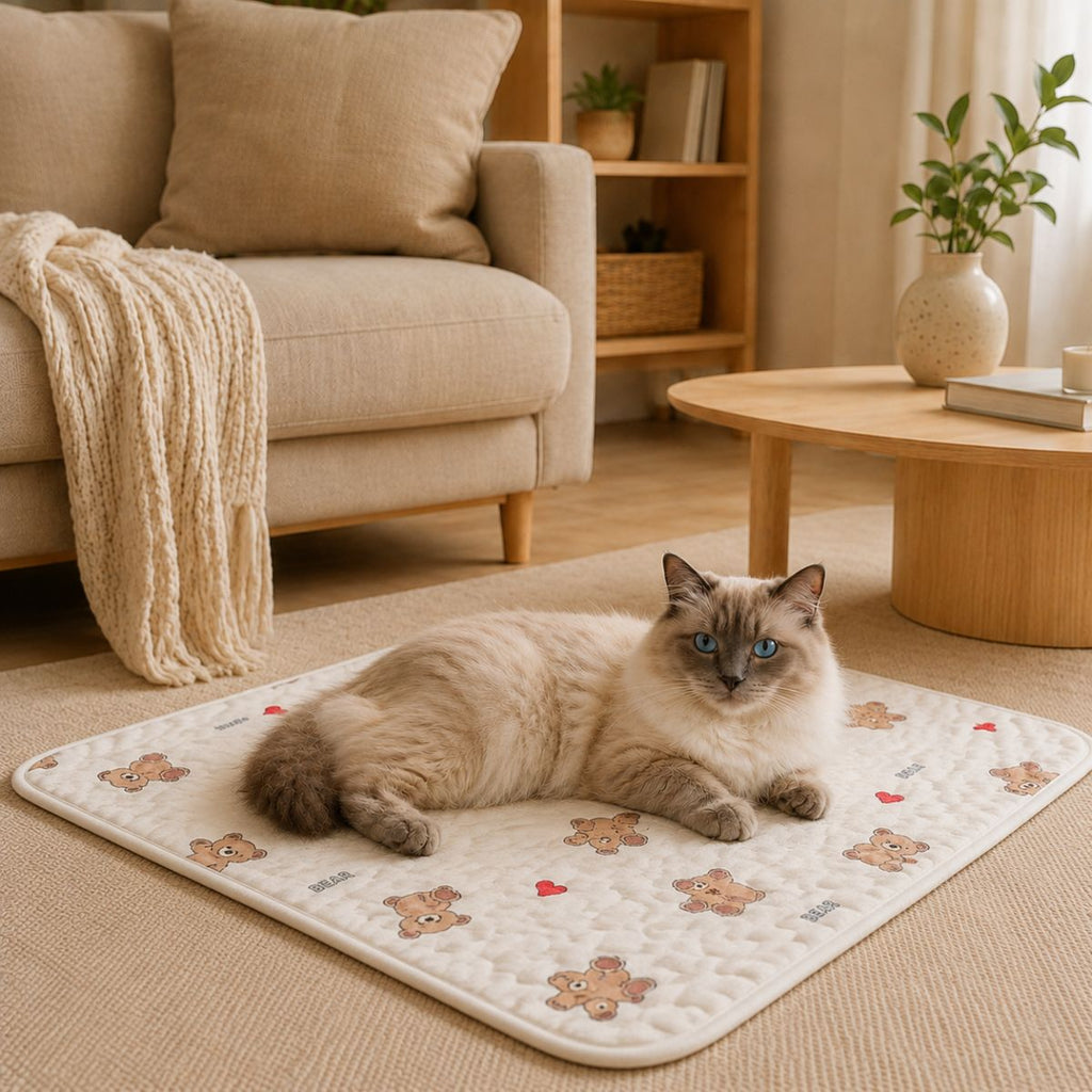 Tapis Rafraîchissant pour Chat à Motifs | Coussin Couchage Été Imprimé — Le Doudou