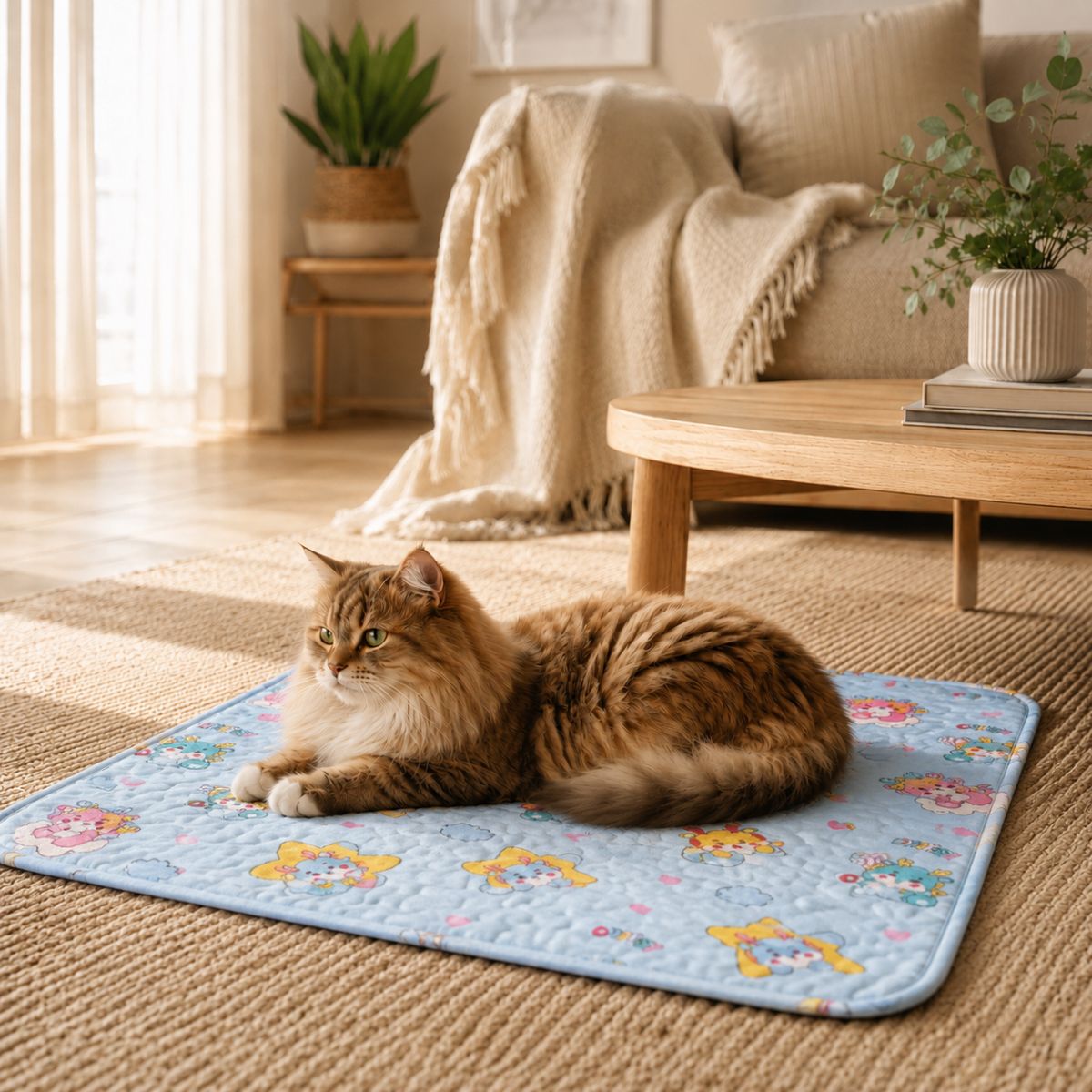 Tapis Rafraîchissant pour Chat à Motifs | Coussin Couchage Été Imprimé — Le Doudou