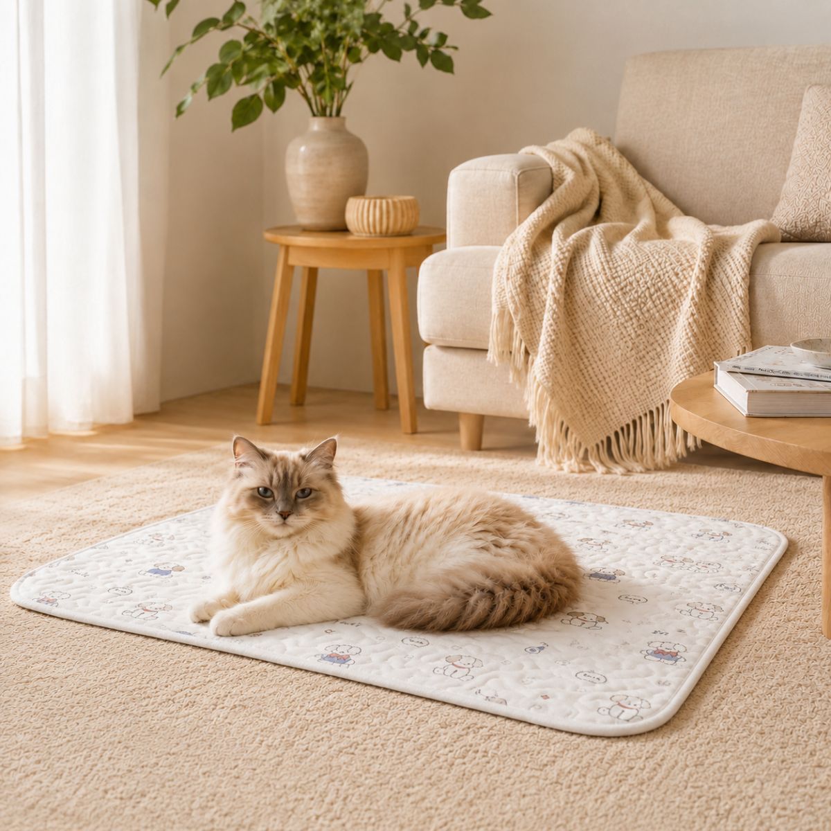 Tapis Rafraîchissant pour Chat à Motifs | Coussin Couchage Été Imprimé — Le Doudou
