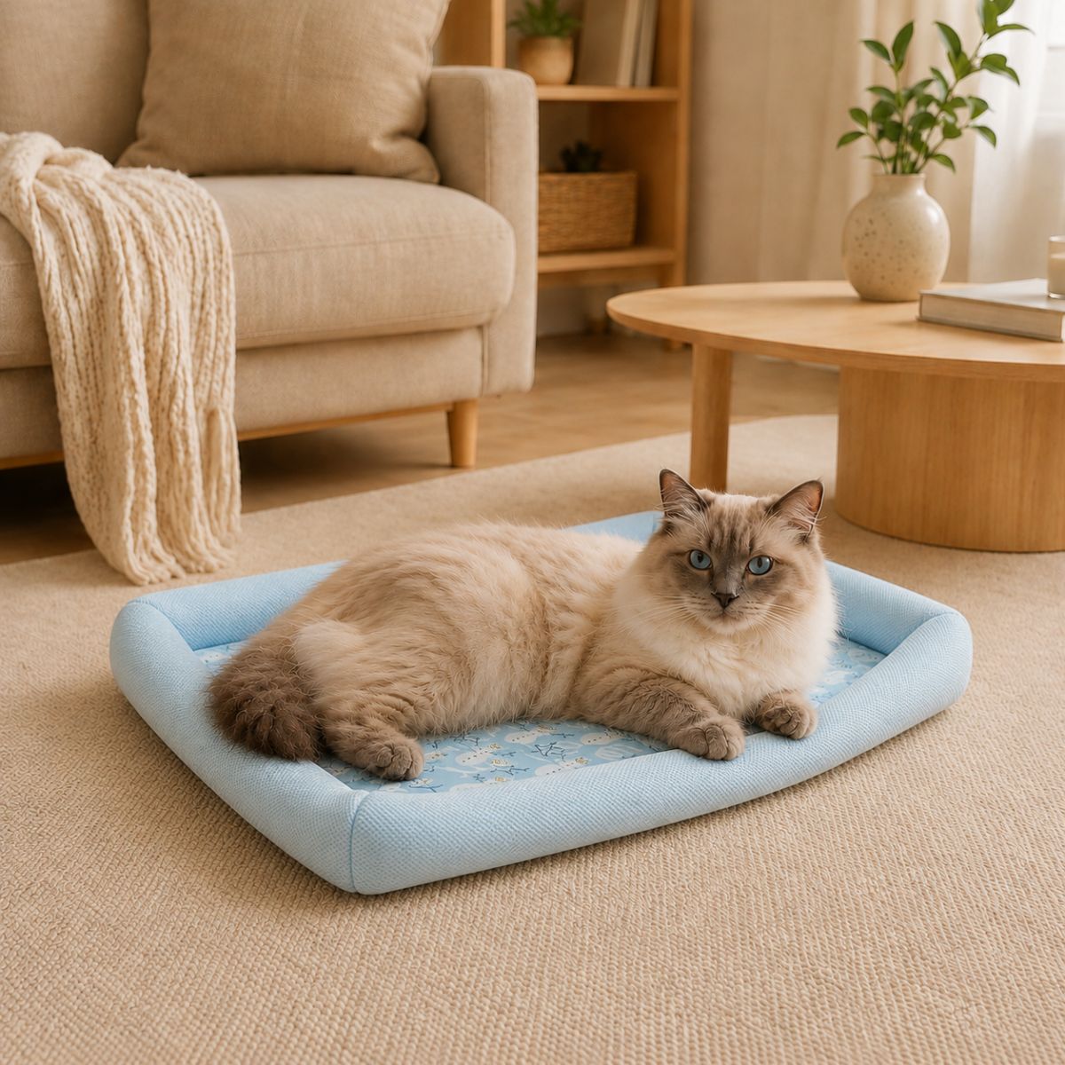 Tapis Rafraîchissant pour Chat à Rebords | Coussin Couchage Été Matelassé — La Rosée
