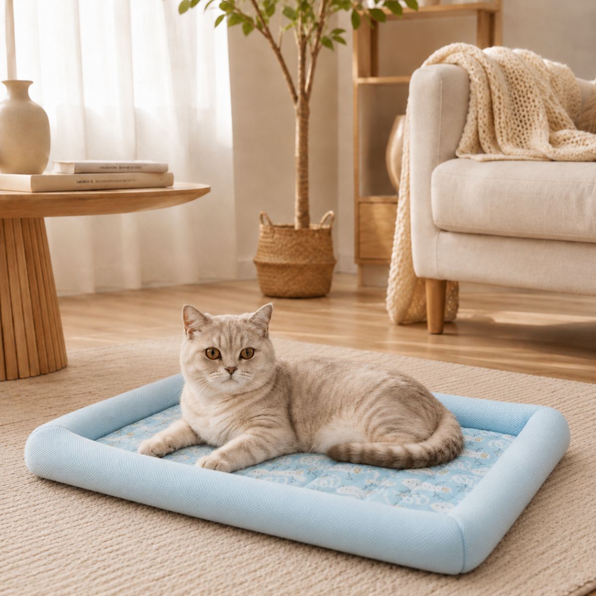Tapis Rafraîchissant pour Chat à Rebords | Coussin Couchage Été Matelassé — La Rosée