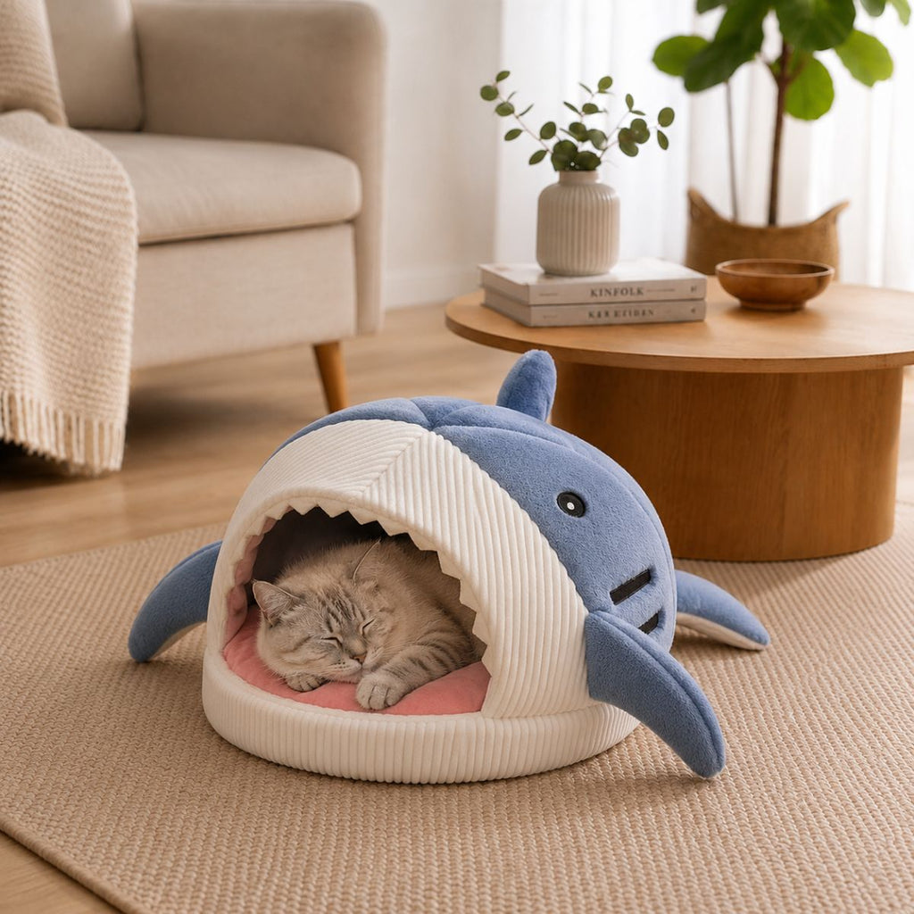 Niche pour Chat Forme Requin | Lit Cocon Ludique Intérieur — Le Corsaire
