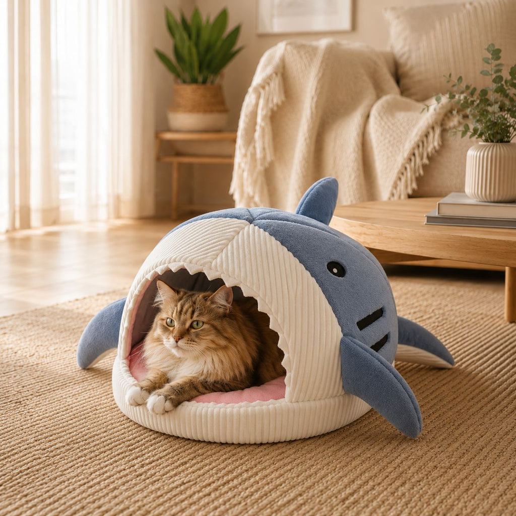Niche pour Chat Forme Requin | Lit Cocon Ludique Intérieur — Le Corsaire