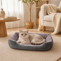 Panier pour Chat Velours Côtelé à Rebords | Coussin Nid Cocooning — Le Velours