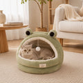 Niche pour Chat Forme Grenouille | Nid Cocon Ludique avec Pompom — La Mare