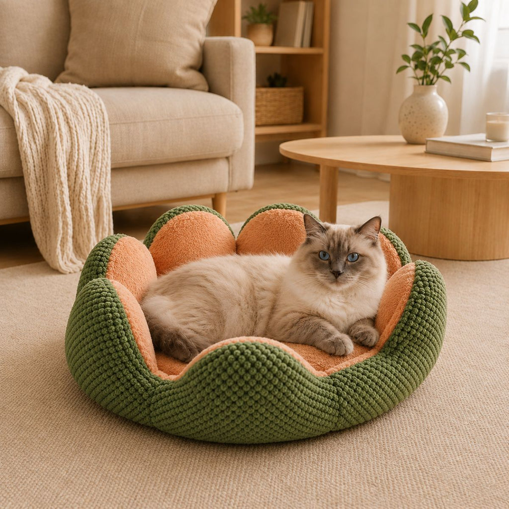 Panier pour Chat Rond Forme Fleur | Coussin Nid Cocooning Design — La Corolle