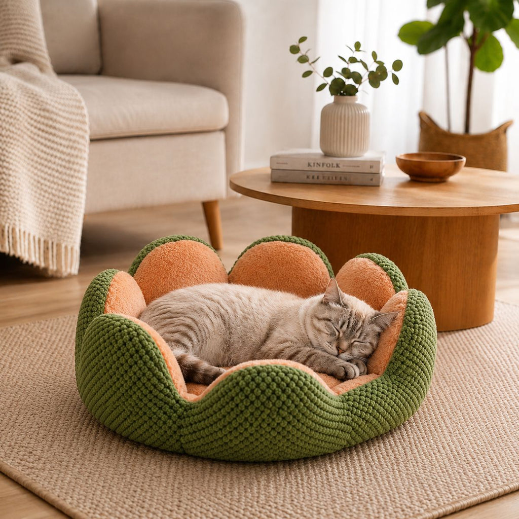 Panier pour Chat Rond Forme Fleur | Coussin Nid Cocooning Design — La Corolle