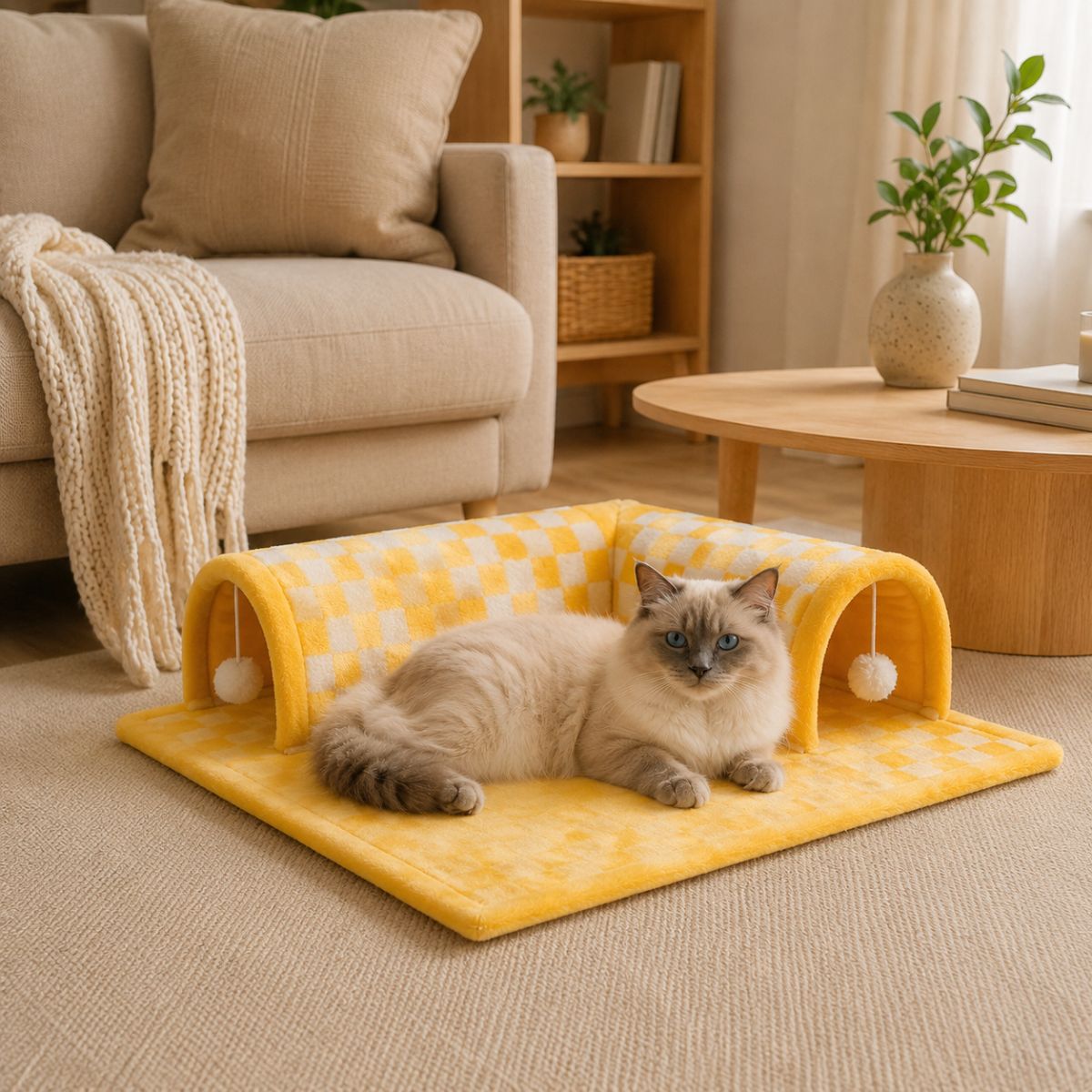 Nid pour Chat avec Tunnels & Tapis Intégré | Espace de Jeu et Repos — Le Dédale