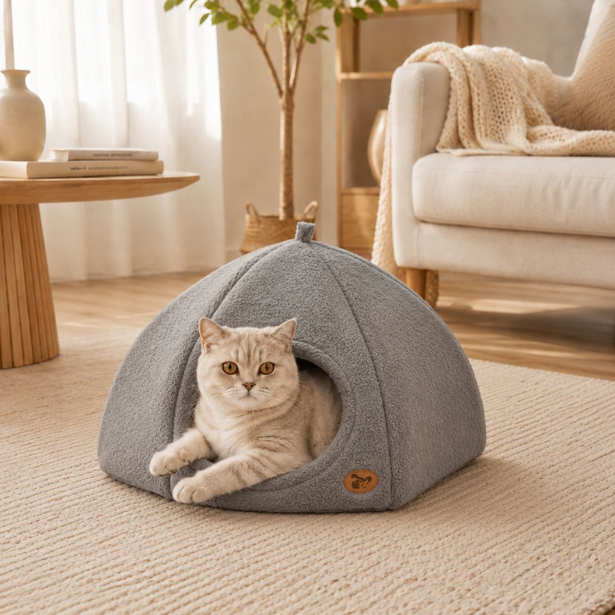Niche pour Chat Dôme Bouclette | Nid Cocon Minimaliste Intérieur — La Bulle