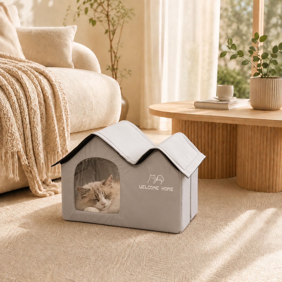 Niche Rafraîchissante pour Chat | Refuge Été Effet Frais Forme Maison — Le Chalet