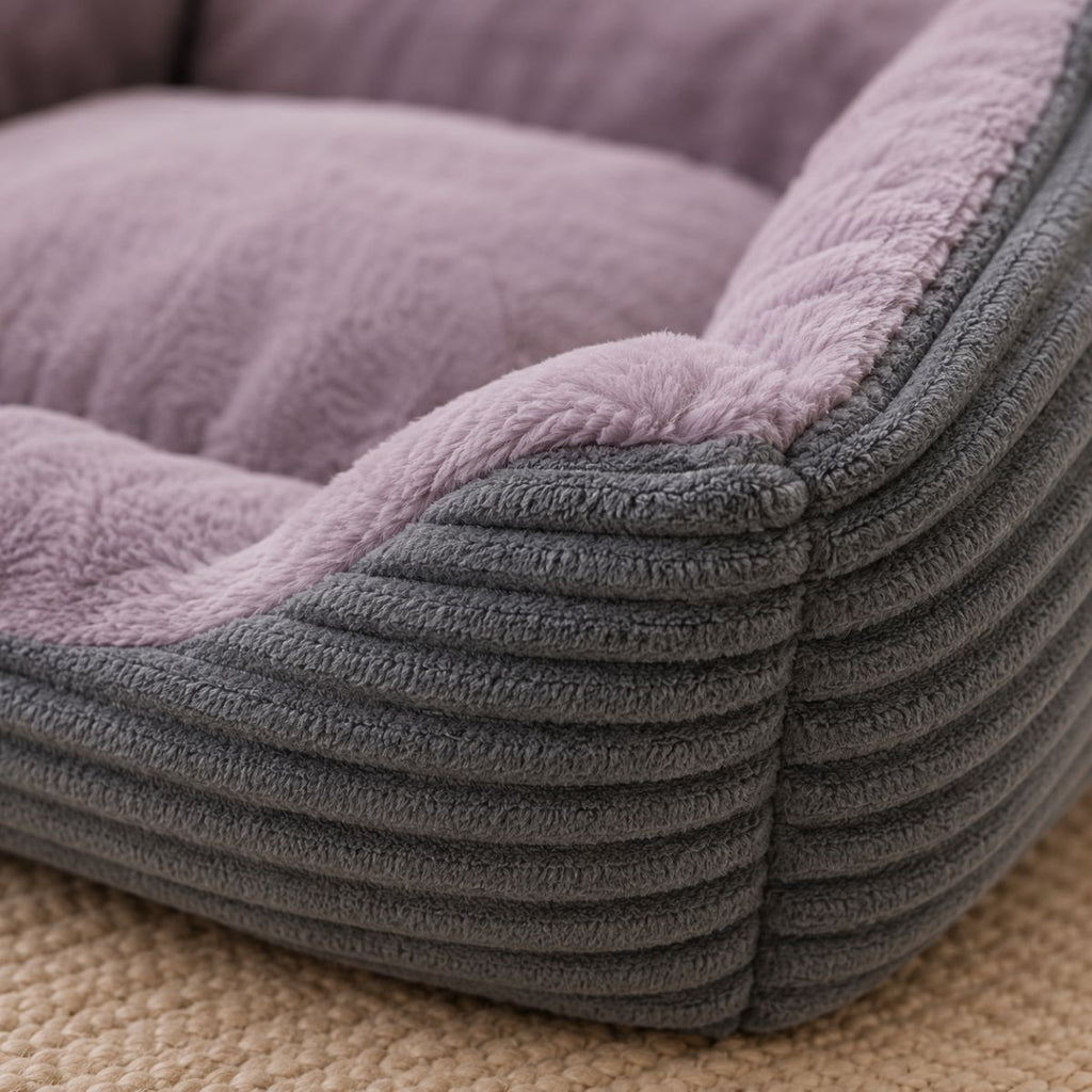 Panier pour Chat Velours Côtelé à Rebords | Coussin Nid Cocooning — Le Velours