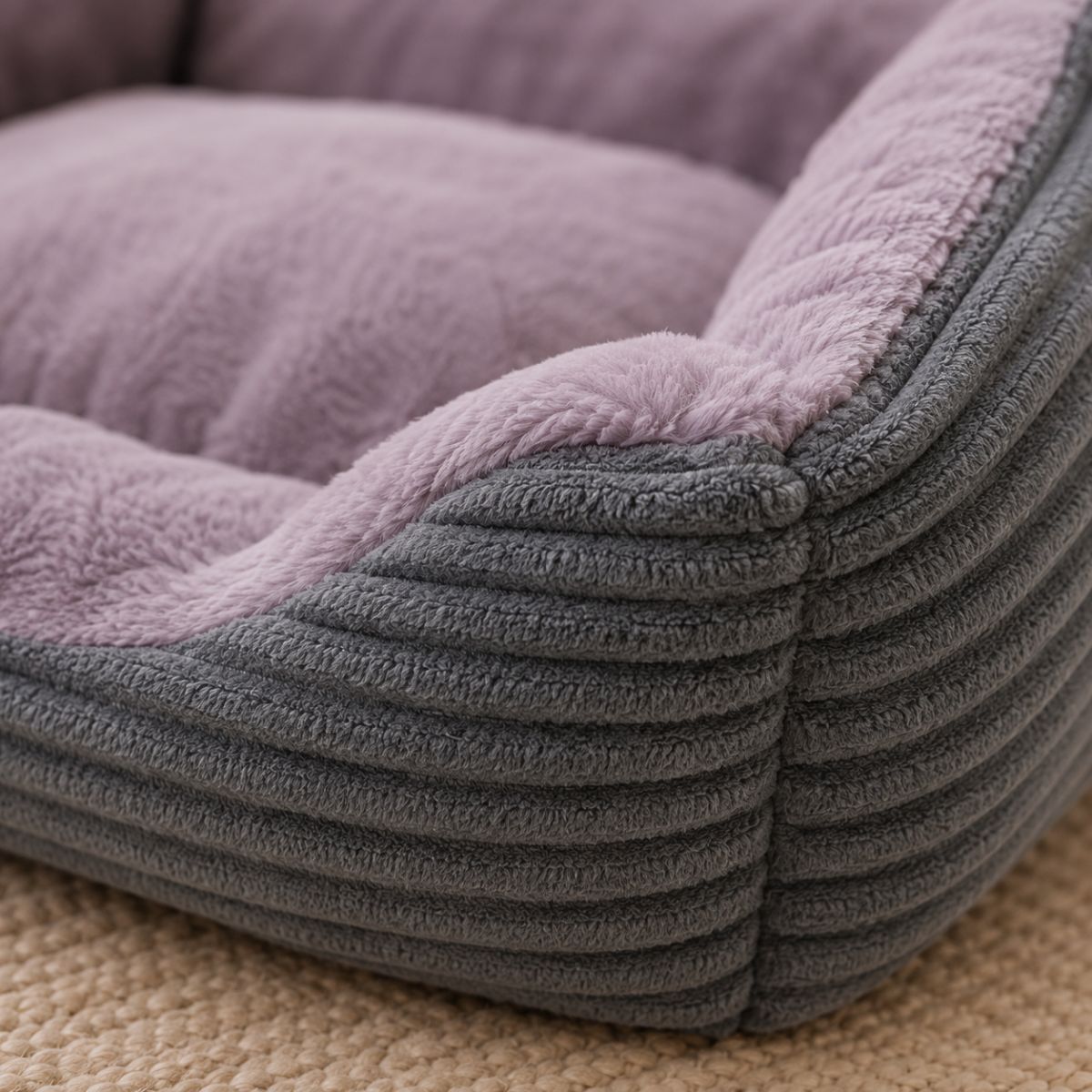 Panier pour Chat Velours Côtelé à Rebords | Coussin Nid Cocooning — Le Velours